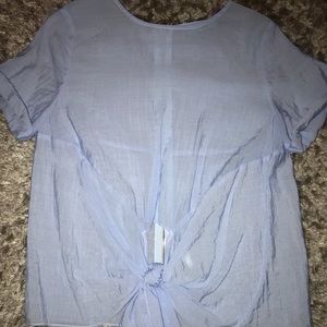 BLUE/WHITE STRIPE ZIP BOUTIQUE BLOUSE